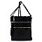 MULTI ZIPPER OSTRICH EMBOSSED CROSS BODY