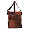 MULTI ZIPPER OSTRICH EMBOSSED CROSS BODY