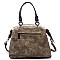 2-Way Stitch Accent Distressed Large Satchel