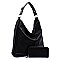 TWO WAY WHIP STITCHED HOBO WALLET SET