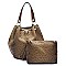 Ostrich Croc Drawstring 2-in-1 Bucket Satchel