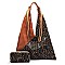 Python Snake Skin Fringe Colorblock 2-in-1 Shoulder Bag Hobo