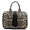Leopard Chevron Quilted & Tassel Zipper Boston Bag