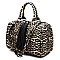 Leopard Chevron Quilted & Tassel Zipper Boston Bag