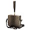 Ostrich Croc Boxy Wristlet Clutch Crossbody Bag