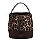 Drawstring Medium Leopard Print Satchel Shoulder Bag