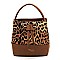 Drawstring Medium Leopard Print Satchel Shoulder Bag