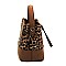 Drawstring Medium Leopard Print Satchel Shoulder Bag