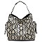 2 in 1Snake Skin Side Zipper Pocket Accent Hobo