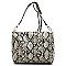 2 in 1Snake Skin Side Zipper Pocket Accent Hobo