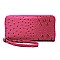 2-Way Ostrich Print Drawstring Bucket Satchel Wallet SET