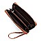 2-Way Ostrich Print Drawstring Bucket Satchel Wallet SET