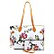 Flower Butterfly Print Shopper Tote Wallet SET