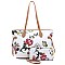 Flower Butterfly Print Shopper Tote Wallet SET