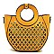 Medium 2 in 1 Cut-Out Mixed-Material Round Handle Satchel