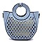 Medium 2 in 1 Cut-Out Mixed-Material Round Handle Satchel