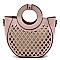 Medium 2 in 1 Cut-Out Mixed-Material Round Handle Satchel