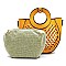 Medium 2 in 1 Cut-Out Mixed-Material Round Handle Satchel
