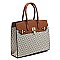 2-in-1 Monogram Padlock Colorblock Satchel