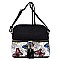 Tassel Accent Butterfly Flower Print Dome Cross Body