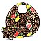 Glossy Leopard Flower Printed 2-in-1 Satchel & Wallet Set
