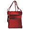 MULTI ZIPPER OSTRICH EMBOSSED CROSS BODY