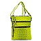 MULTI ZIPPER OSTRICH EMBOSSED CROSS BODY