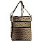 MULTI ZIPPER OSTRICH EMBOSSED CROSS BODY