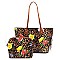 2 in 1 Butterfly Leopard Print Patent Tote Value SET