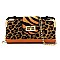 Turn Lock Leopard Zebra Colorblock Crossbody Wallet