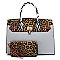 2-in-1 Leopard Zebra Colorblock Padlock Satchel