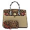 2-in-1 Leopard Zebra Colorblock Padlock Satchel