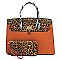 2-in-1 Leopard Zebra Colorblock Padlock Satchel