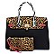 2-in-1 Leopard Zebra Colorblock Padlock Satchel