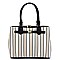 2-Way Pinstripe Print Multi-Compartment Satchel