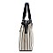 2-Way Pinstripe Print Multi-Compartment Satchel