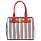 2-Way Pinstripe Print Multi-Compartment Satchel