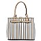 2-Way Pinstripe Print Multi-Compartment Satchel