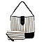 3-Compartment Pinstripe Print Hobo Wallet SET