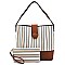 3-Compartment Pinstripe Print Hobo Wallet SET