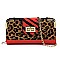 Turn Lock Leopard Zebra Colorblock Crossbody Wallet