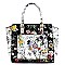 2-Way Flower Print Multi-Compartment Wing Satchel