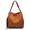 2 in 1 Tassel Accent Braided Strap Hobo