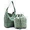 2-in-1 Woven Bucket Shoulder Bag Hobo
