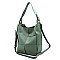 2-in-1 Woven Bucket Shoulder Bag Hobo