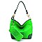 Side Ring Large Hooked Single Strap Ostrich Print Embossed Hobo SET