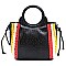 Ostrich Croc Patchwork Stipe 2-in-1 Satchel