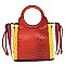 Ostrich Croc Patchwork Stipe 2-in-1 Satchel