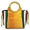 Ostrich Croc Patchwork Stipe 2-in-1 Satchel