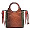 Ostrich Croc Patchwork Stipe 2-in-1 Satchel